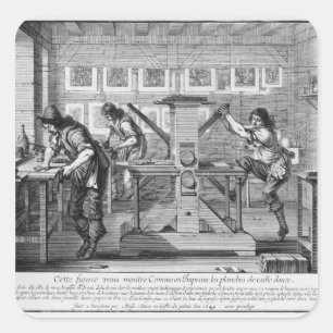 Adesivo Quadrado Máquina impressora francesa, 1642