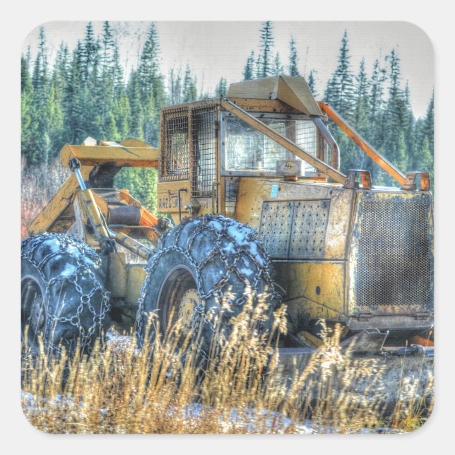 Adesivo Quadrado Máquinas De fazenda, Trator, Anel Traseiro, Veícul (Frente)