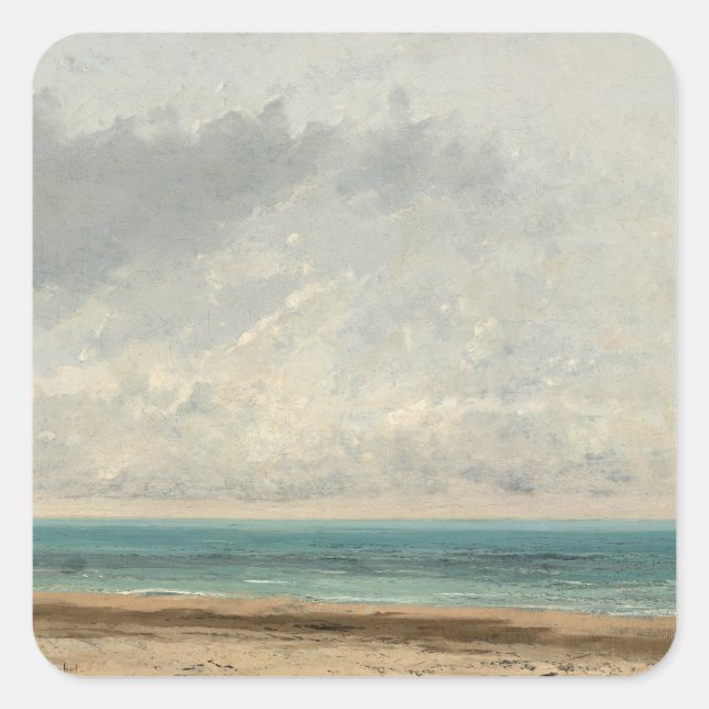 Adesivo Quadrado Mar Calmo - Gustave Courbet (Frente)