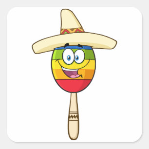 Adesivo Quadrado Maraca com Sombrero Colorida Festa