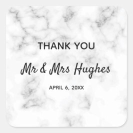 Adesivo Quadrado Marble elegante obrigado de casamento