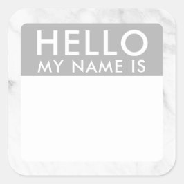 Adesivo Quadrado Marble Hello Meu Nome É Stickers