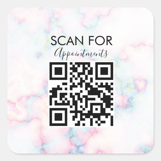 Adesivo Quadrado Marble Nail Salon Nomeações QR (Frente)