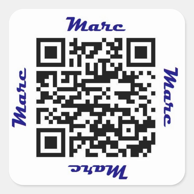 Adesivo Quadrado Marc QR Code Personalizado NAME Sticker (Frente)