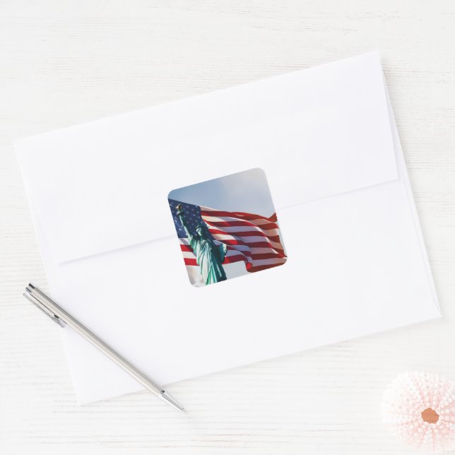 Adesivo Quadrado Marca Americana Lady Liberty (Envelope)