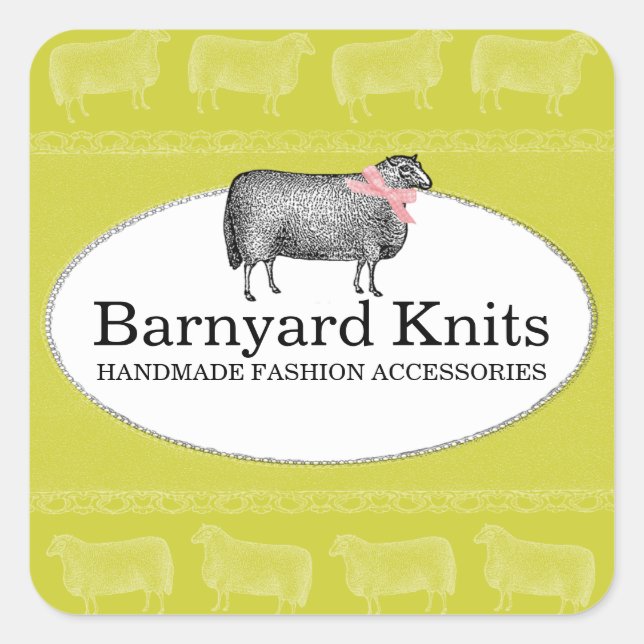 Adesivo Quadrado Marca de crochê de tricô de lã de carneiro de cor  (Frente)