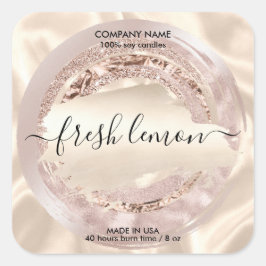 Adesivo Quadrado Marca de velas, seda rosa-rosa-branca-moderna