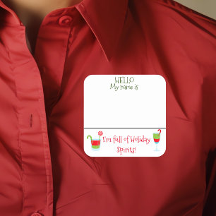 Adesivo Quadrado Marca do Crachá do nome do coquetel de Natal