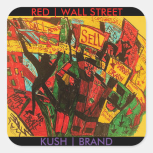 ADESIVO QUADRADO MARCA KUSH DA RUA VERMELHA DE WALL STREET