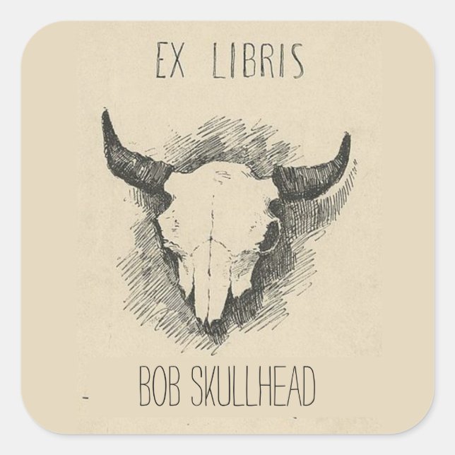 Adesivo Quadrado Marcador de Caveira Remington Frederic Editável (Frente)