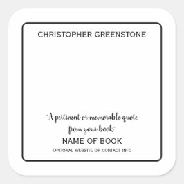 Adesivo Quadrado Marcador Preto de Assinatura de Autor Quadrado