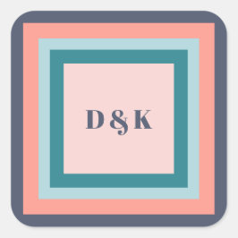 Adesivo Quadrado Marcas de presente com monograma, iniciais, paleta