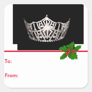 Adesivo Quadrado Marcas de presentes da Miss América Silver Crown P