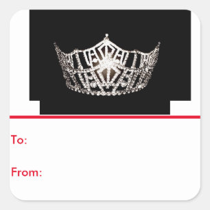 Adesivo Quadrado Marcas de presentes da Miss América Silver Crown P