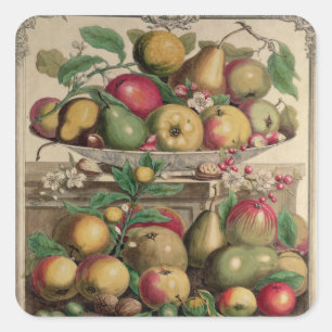 Adesivo Quadrado Março, 'de doze meses das frutas