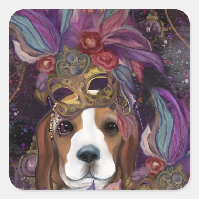 ADESIVO QUADRADO MARDI GRAS BEAGLE (Frente)