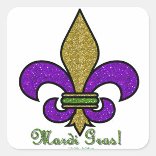Adesivo Quadrado Mardi Gras Colorido Fleur De Lis