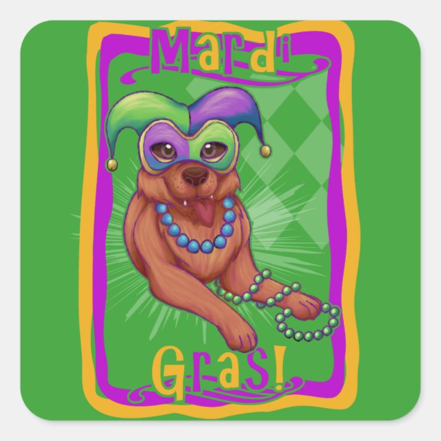 Adesivo Quadrado Mardi Gras Dog (Frente)