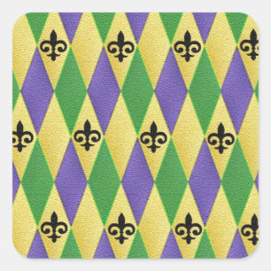 Adesivo Quadrado Mardi Gras Harlequin Fleur De Lis