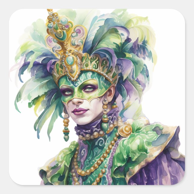 Adesivo Quadrado Mardi Gras Jester Sticker (Frente)