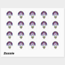 Adesivo Quadrado Mardi Gras Rainbow e Mask Square Sticker