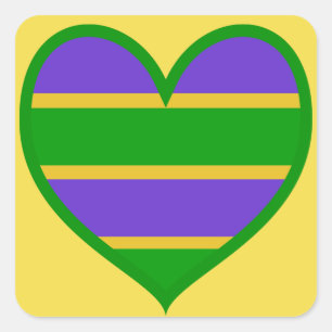 Adesivo Quadrado Mardi Gras Striped Heart