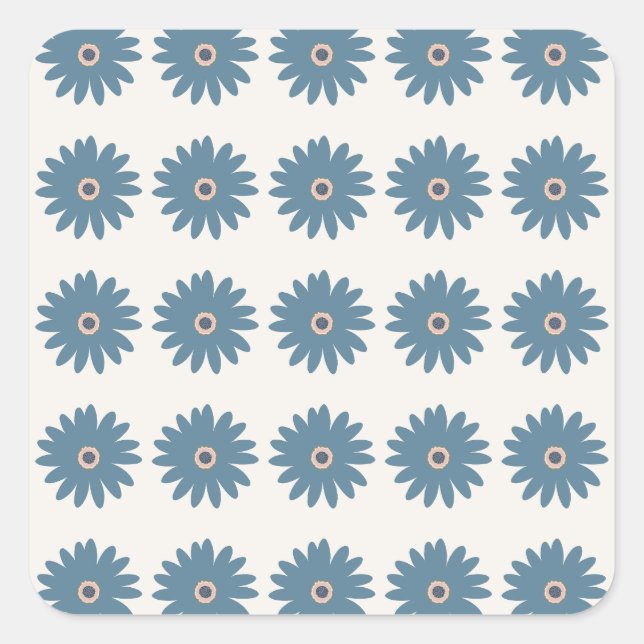 Adesivo Quadrado Margarida Azul e Creme (Frente)