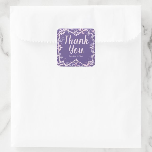Adesivo Quadrado Margarida Violeta Roxa Personalizada (Bolsa)