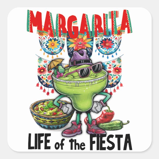 Adesivo Quadrado Margarita Life of the Fiesta, Cinco de Mayo (Frente)