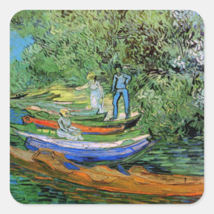 Adesivo Quadrado Margem do Oise em Auvers por Vincent van Gogh