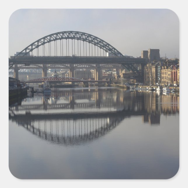 Adesivo Quadrado Margem do rio de Newcastle e a Ponte Tyne (Frente)