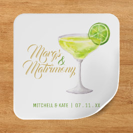 Adesivo Quadrado Margs e Matrimônio Verde e Dourado Chá de Noiva
