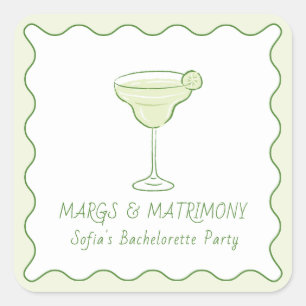 Adesivo Quadrado "Margs & Matrimony" Lime Solteirona Mini Tequila