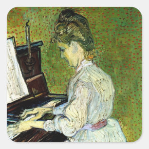 Adesivo Quadrado Marguerite Gachet ao Piano por Vincent van Gogh