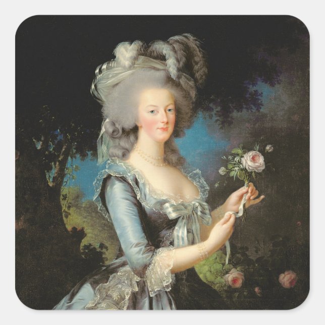 Adesivo Quadrado Marie Antonieta com Rosa, 1783 (Frente)