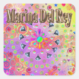 Adesivo Quadrado Marina Del Rey Lucky Golden Sticker