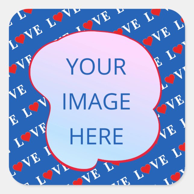 Adesivo Quadrado Marinho Azul AMOR Coração (Frente)