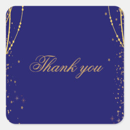 Adesivo Quadrado Marinho azul com estrelas douradas aniversário dup