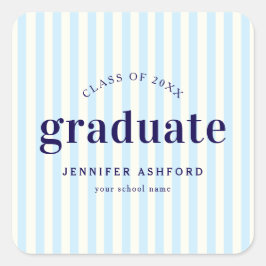 Adesivo Quadrado Marinho Azul com Faixa Retroativa Moderna Festa d