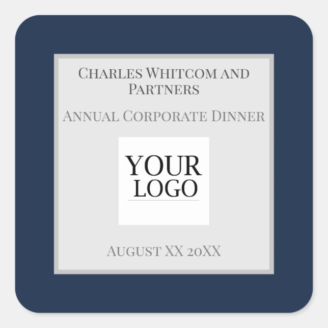 Adesivo Quadrado Marinho azul, evento comercial ou da empresa com l (Frente)
