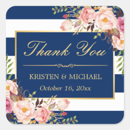 Adesivo Quadrado Marinho Azul Strips Dourado Cor-de-rosa Floral Obr