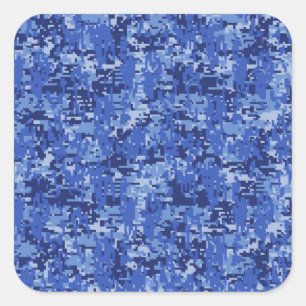 Adesivo Quadrado Marinho Blue Digital Pixels Texture Decor