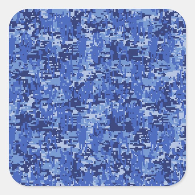 Adesivo Quadrado Marinho Blue Digital Pixels Texture Decor (Frente)