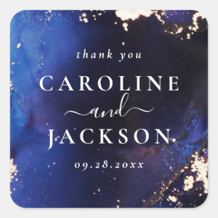 Adesivo Quadrado Marinho Blue Dourado Galaxy Casamento