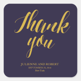 Adesivo Quadrado Marinho Blue Rustic Chic Weding Obrigado Stickers