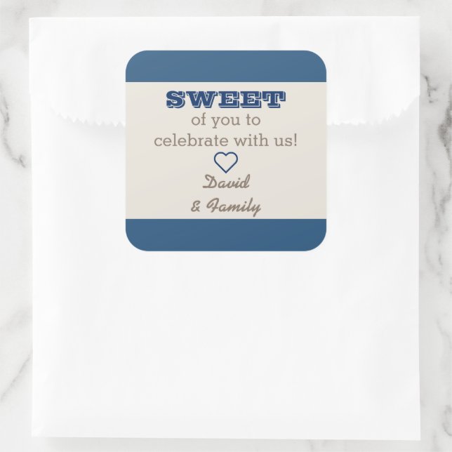 Adesivo Quadrado Marinho Blue & Silver Sweet Treing Bag Sticker (Bolsa)