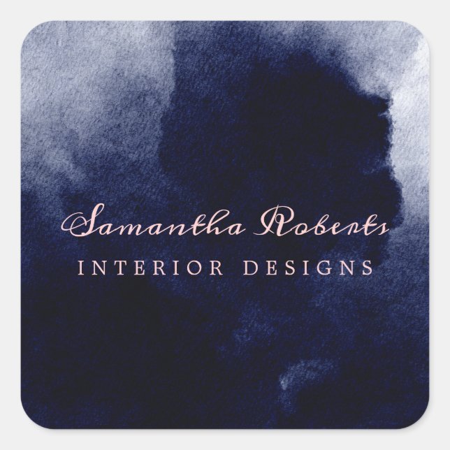Adesivo Quadrado Marinho Chic Blue Watercolor Abstrato pink (Frente)