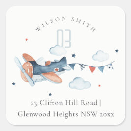 Adesivo Quadrado Marinho de Ferrugem Cute Nuvens Estrelas Endereço 