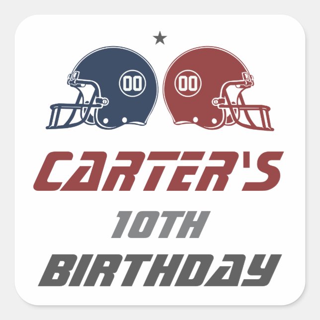 Adesivo Quadrado Marinho de futebol americano vermelho, qualquer Fe (Frente)