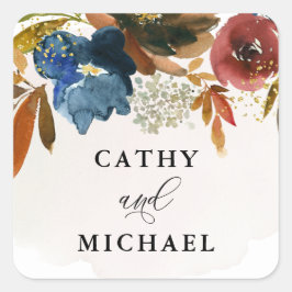 Adesivo Quadrado Marinho e crosta de água Boho Floral